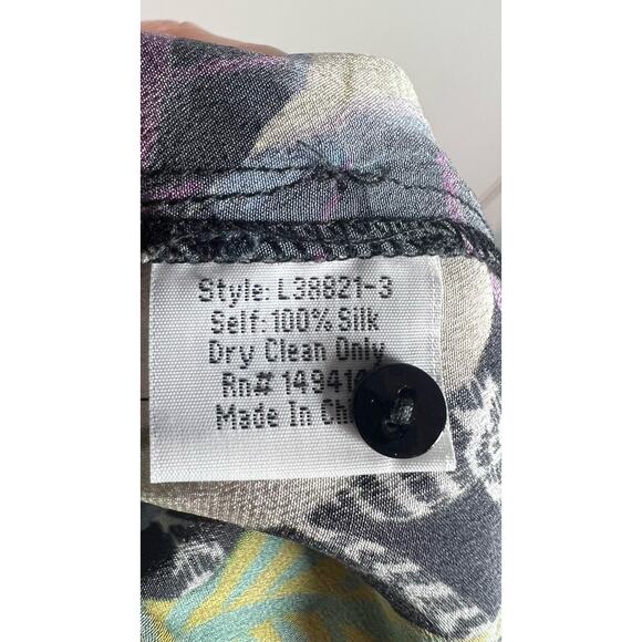 Johnny Was Jade Size XS Tropical Print Wide Leg Silk Button Up‎ Jumpsuit Romper - Picture 10 of 11